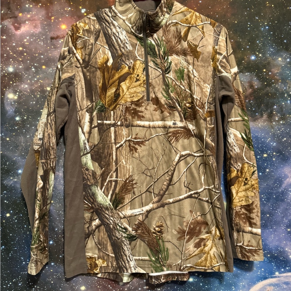 Brown and Green Lightweight Shirt Jacket with Camouflage Pattern